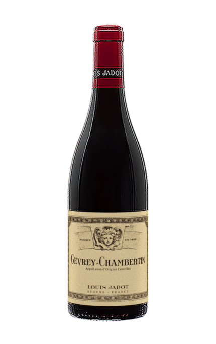 Bouteille de Gevrey-Chambertin 2020 du Domaine Louis Jadot avec une étiquette classique et raffinée.