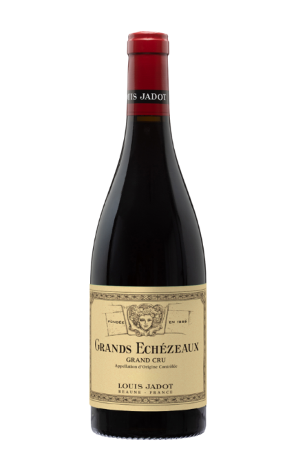 Bouteille de Grands Echézeaux 2013 Grand Cru du Domaine Louis Jadot avec une étiquette beige et une capsule rouge.