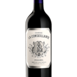 Bouteille de Château La Conseillante 2017, un vin prestigieux de Pomerol, avec une étiquette sobre ornée du monogramme 'N' au centre.
