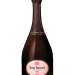 Bouteille de Champagne Dom Ruinart Brut Rosé 2009, une cuvée prestigieuse de Ruinart, avec une étiquette rose élégante et raffinée.