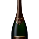 Bouteille de Champagne Krug Vintage 2000 Brut, avec une élégante étiquette sombre et dorée.