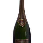 Bouteille de Champagne Krug Vintage 2011 Brut, avec une élégante étiquette sombre et dorée.